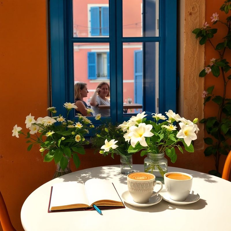 Tihi kafićki stol u Zadru s bilježnicom i espressom