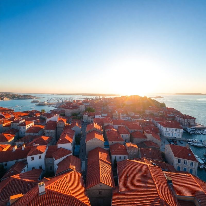 Zračni pogled na poluotok starog grada Zadra u zlatnom satu